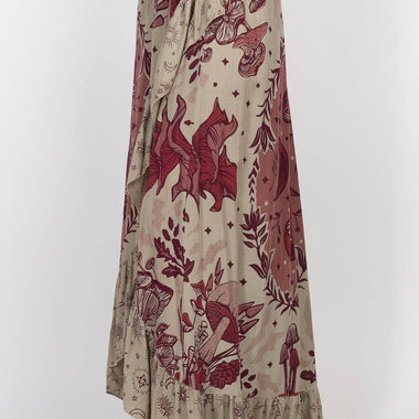 Mushroom Wrap Skirt – Boho Scarf Print Maxi - The Elevated Hippie