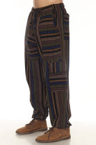 Men’s Patchwork Stripe Cotton Joggers – Boho Festival Pants boho clothing, festival outfit, hippie style apparel | Elevated Hippie