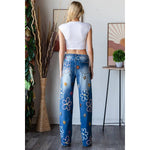MULTICOLOR FLOWER EMBROIDERED WASHED DENIM JEANS - The Elevated Hippie