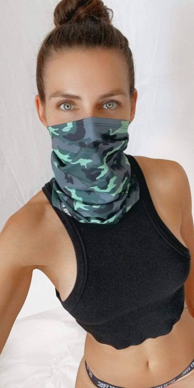 Extraction Green & Black Camo Blacklight Sexy Necksie Face Covering boho clothing, festival outfit, hippie style apparel | Elevated Hippie