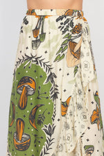 Mushroom Wrap Skirt – Boho Scarf Print Maxi - The Elevated Hippie