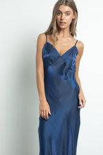 Blue Iridescent midi slip dress