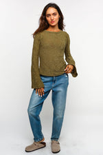 PLUS SIZE BELL  SLEEVE FLORAL JACQUARD KNIT TOP - The Elevated Hippie