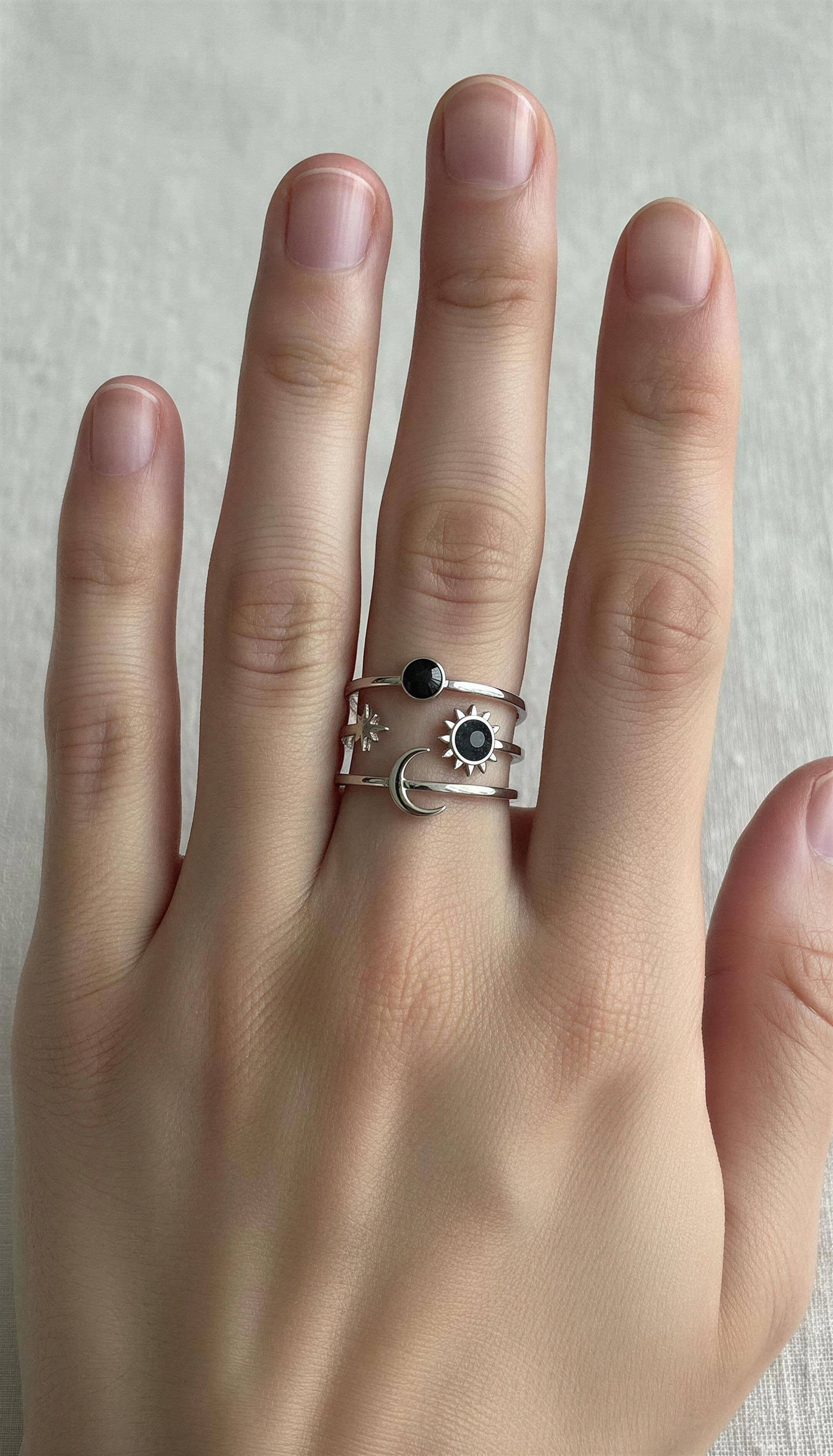 Midnight Cosmos Adjustable Ring boho clothing, festival outfit, hippie style apparel | Elevated Hippie