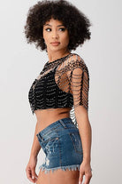 Sexy Metallic Beaded Shawl Crochet Poncho boho clothing, festival outfit, hippie style apparel | Elevated Hippie