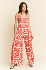 RETRO GEO FLORAL POSITION PRINTED KNIT JUMPSUIT - The Elevated Hippie
