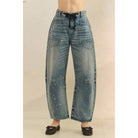 Veveret Horseshoe Jeans with Belt Detail – Relaxed Wide Leg Denim boho clothing, festival outfit, hippie style apparel | Elevated Hippie