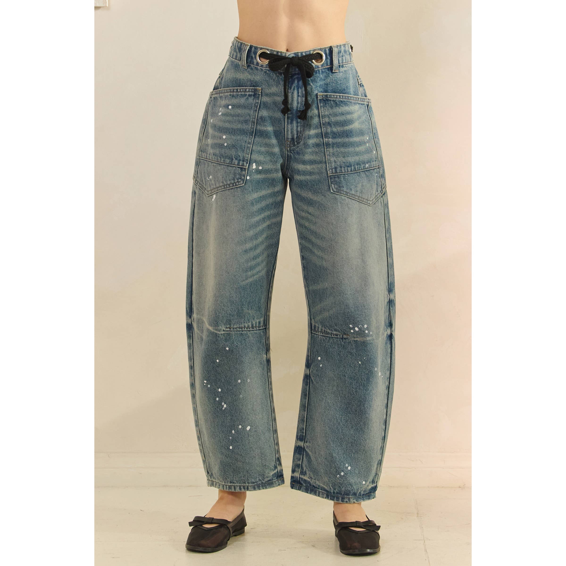 Veveret Horseshoe Jeans with Belt Detail – Relaxed Wide Leg Denim boho clothing, festival outfit, hippie style apparel | Elevated Hippie