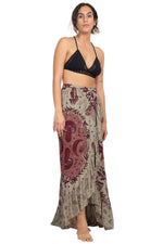 Mushroom Wrap Skirt – Boho Scarf Print Maxi - The Elevated Hippie