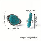 Vintage Bohemian Style Turquoise Two-Piece Ring Set for Women boho clothing, festival outfit, hippie style apparel | Elevated Hippie
