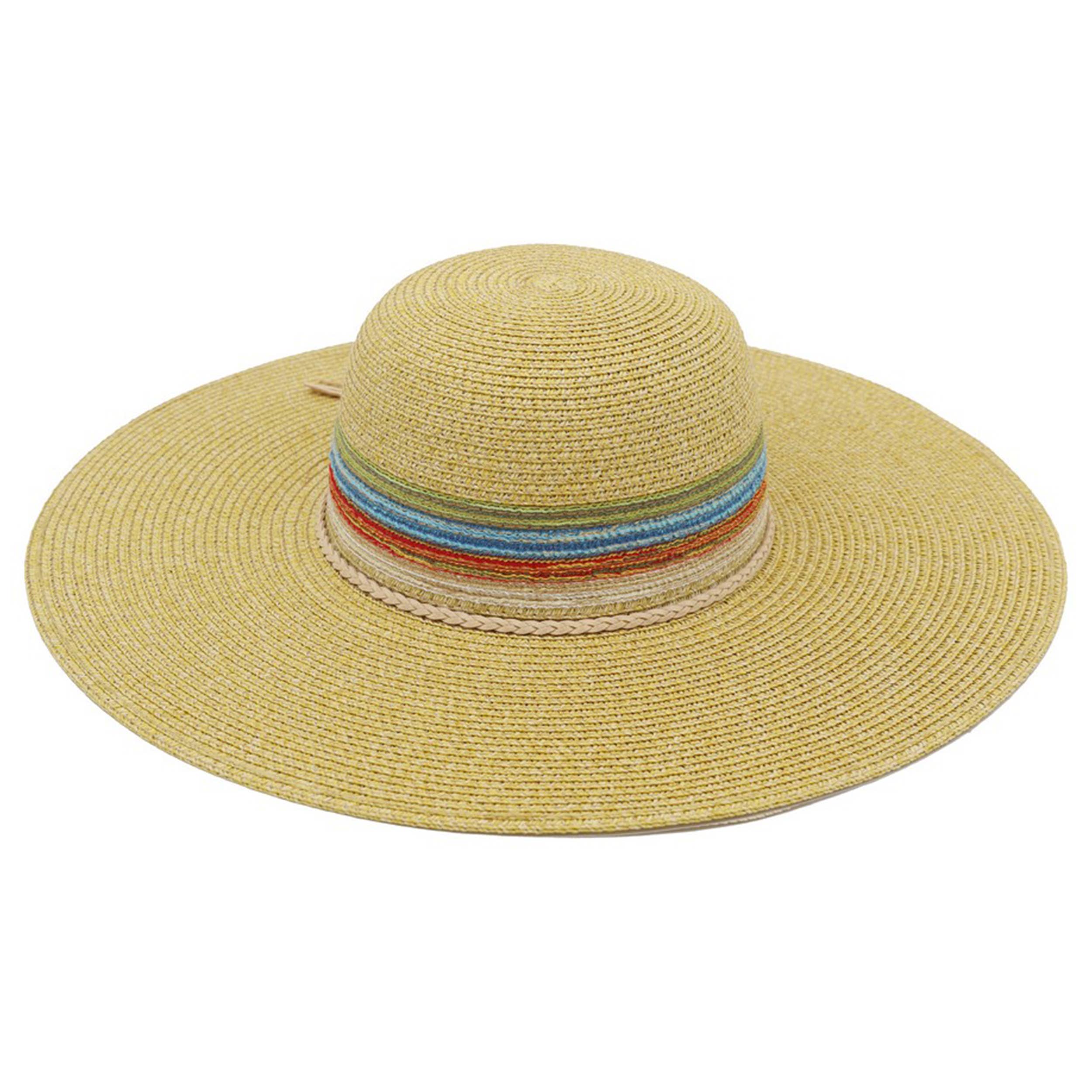 Multiple Stripes Wide Brim Straw Sun Hat boho clothing, festival outfit, hippie style apparel | Elevated Hippie