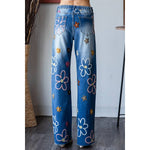 MULTICOLOR FLOWER EMBROIDERED WASHED DENIM JEANS - The Elevated Hippie