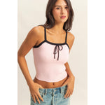 Square Neck Crop Ribbon Knit Top - The Elevated Hippie