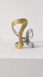 Ripple Mixed Metal Adjustable Ring boho clothing, festival outfit, hippie style apparel | Elevated Hippie