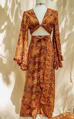 Hippie Boho Style 2 Layer Floral Silk Wrap Skirt - The Elevated Hippie