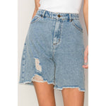Distressed Denim Shorts – Mid Rise – Raw Hem – 5-Pocket Design – Casual Summer Cutoffs – USA Designed – Festival Ready - The Elevated Hippie