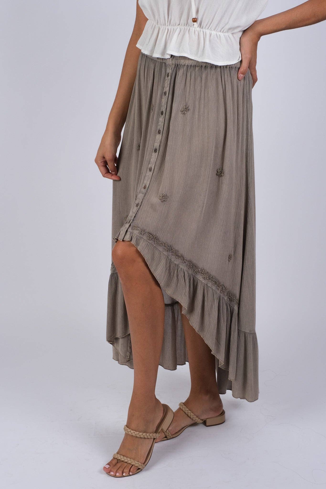 Bohemian Dipped Hem Skirt boho clothing, festival outfit, hippie style apparel | Elevated Hippie