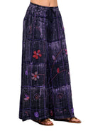 Brushed Tie Dye Hand Embroidered Floral Pants boho clothing, festival outfit, hippie style apparel | Elevated Hippie
