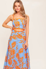 Coral and Blue CUTOUT MIDI DRESS - The Elevated Hippie