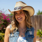 Rhinestone Flower Embroidered with Longhorn Cowboy Hat boho clothing, festival outfit, hippie style apparel | Elevated Hippie