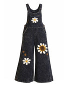Boho Daisy Flower Embroidered Solid Cotton Hippie Overall boho clothing, festival outfit, hippie style apparel | Elevated Hippie
