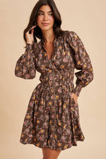 ZIPPERED FLORAL MINI DRESS