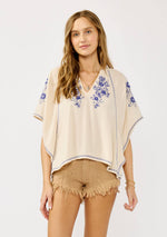 Sun-Kissed Embroidered Crinkle Gauze Top - The Elevated Hippie