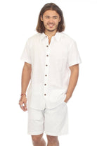 Cotton Slub Button Down Mens Short Sleeve Shirt boho clothing, festival outfit, hippie style apparel | Elevated Hippie