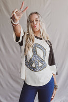 Three Bird Nest - Peaceful Contrast Top - Navy Ivory boho clothing, festival outfit, hippie style apparel | Elevated Hippie