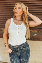 Ivory Sleeveless Button Up Tank Top boho clothing, festival outfit, hippie style apparel | Elevated Hippie