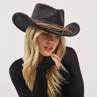 Distressed Fabric Band Feather Cowgirl Fedora Hat boho clothing, festival outfit, hippie style apparel | Elevated Hippie