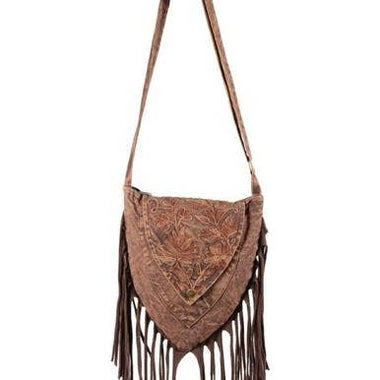 Triangle Boho Shoulder Bag in Stonewashed Cotton - The Elevated Hippie