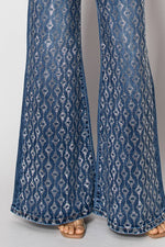 D25-4-A - Embellished wide leg medium blue denim jeans - The Elevated Hippie