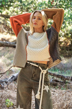 Multi Fabric Color Block Sweater - The Elevated Hippie