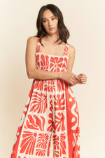 RETRO GEO FLORAL POSITION PRINTED KNIT JUMPSUIT - The Elevated Hippie