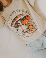 Comfortably Numb Sand Thrifted Graphic Sweatshirt - The Elevated Hippie
