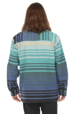 Ombre Striped Zipper Shirt Jacket - The Elevated Hippie