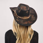 Distressed Fabric Band Feather Cowgirl Fedora Hat boho clothing, festival outfit, hippie style apparel | Elevated Hippie