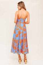 Coral and Blue CUTOUT MIDI DRESS - The Elevated Hippie
