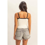 Square Neck Crop Ribbon Knit Top - The Elevated Hippie
