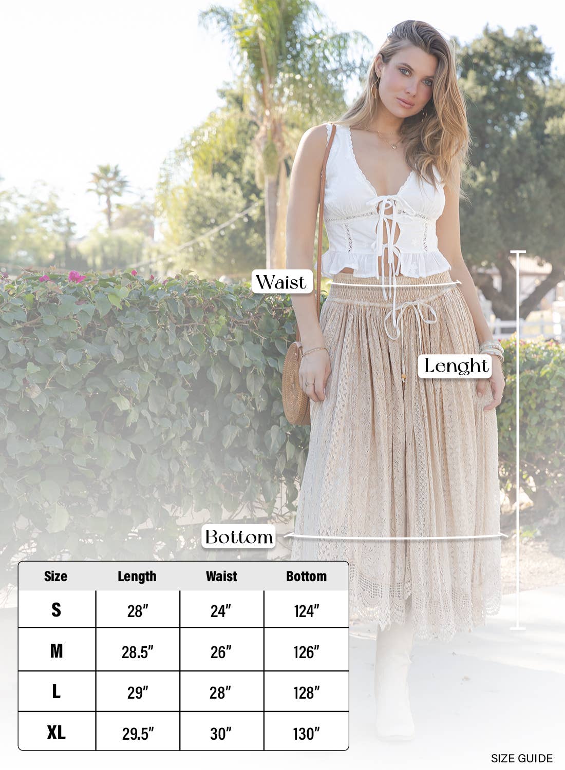Young Threads - Prairie Dream Wanderer Skirt W/Shirred Elastic Midi Skirt boho clothing, festival outfit, hippie style apparel | Elevated Hippie