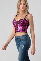 Metallic Shine Floral Printed Crop Top boho clothing, festival outfit, hippie style apparel | Elevated Hippie