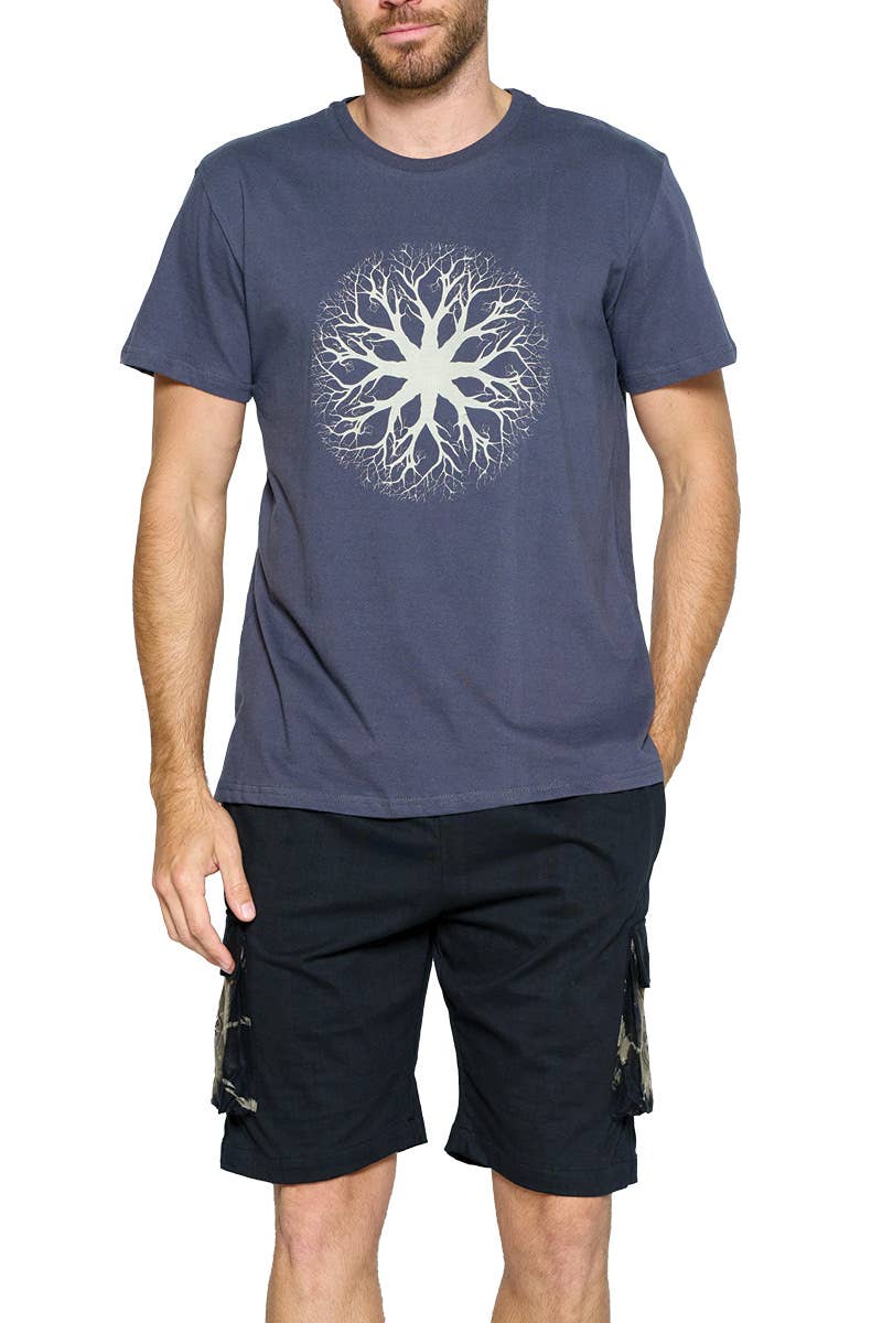 Yak & Yeti Men's Shorts With Pockets Om Print boho clothing, festival outfit, hippie style apparel | Elevated Hippie