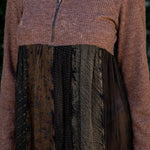 Cozy Sweater Knit Babydoll Dress with Patch Panels & Zipper - The Elevated Hippie
