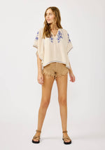 Sun-Kissed Embroidered Crinkle Gauze Top - The Elevated Hippie