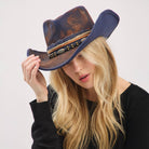 Distressed Fabric Multi Band Cowgirl Fedora Hat boho clothing, festival outfit, hippie style apparel | Elevated Hippie