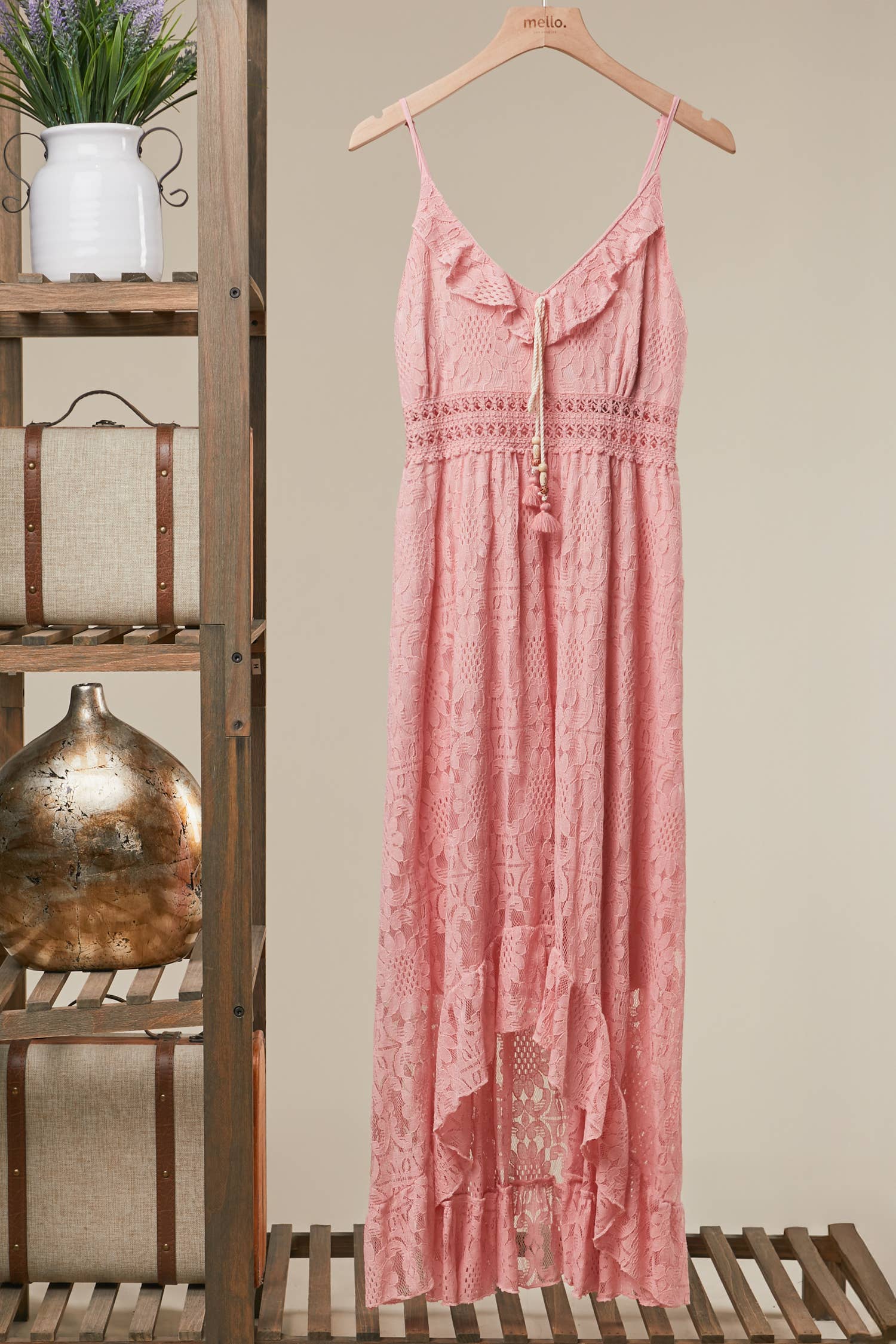 Bohemian Hi Low Maxi Dress with Tassel Detail boho clothing, festival outfit, hippie style apparel | Elevated Hippie