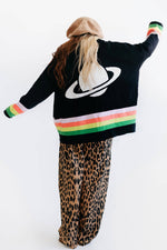 Black Saturn Oversized Boxy Cardigan