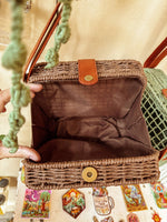 Boho Raffia Natural Palm Straw Basket Bag, Purse Tote - The Elevated Hippie