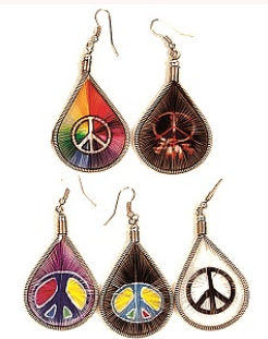 ASSORTED PEACE SIGN  DESIGN THREAD TEARDROP EARRINGS - The Elevated Hippie